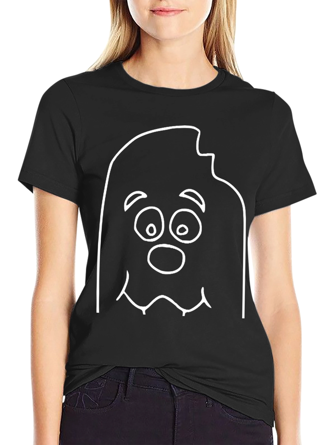 Funny Cartoon Ghost Black T-Shirt