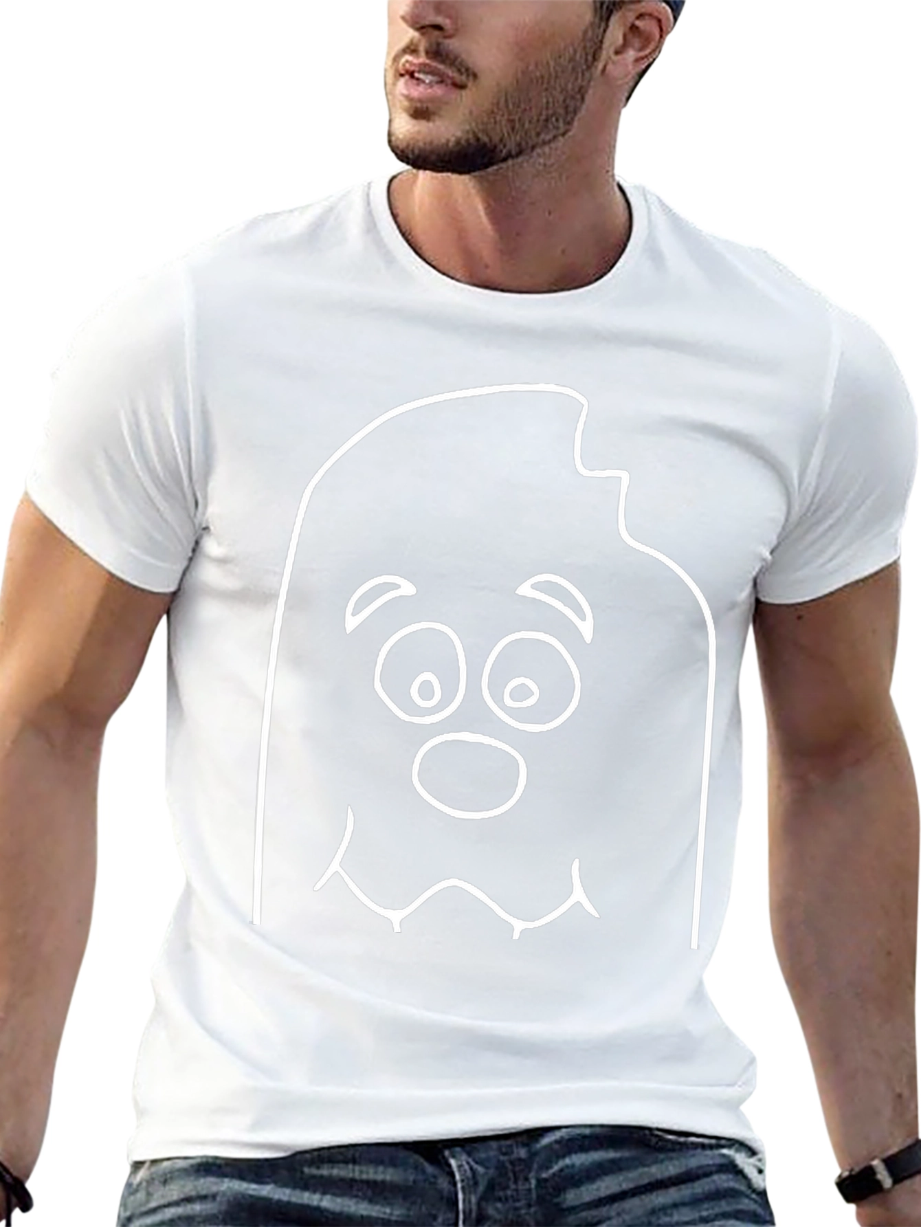 Funny Cartoon Ghost Black T-Shirt