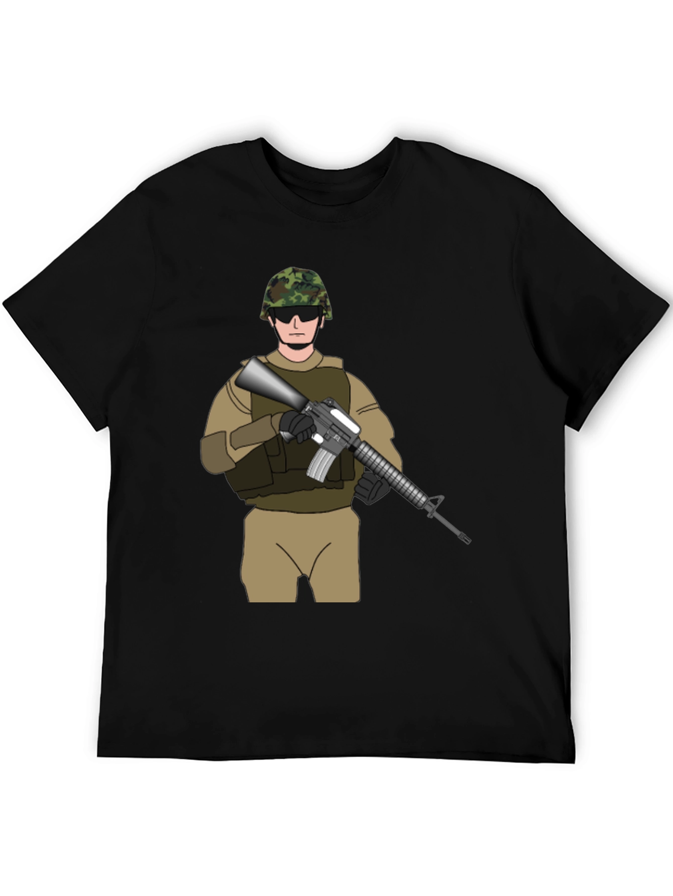 Military Soldier Graphic Tee - Black