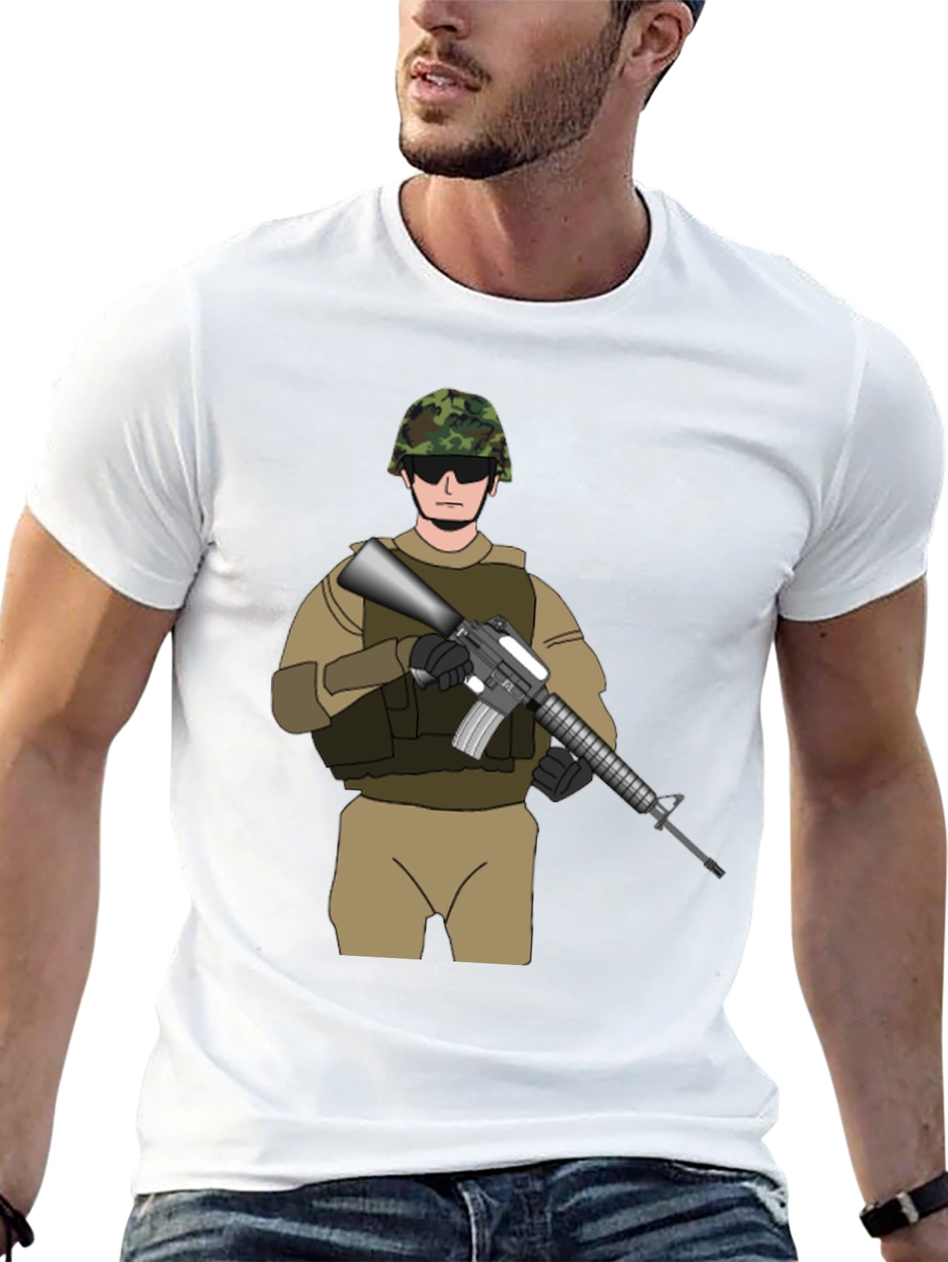 Military Soldier Graphic Tee - Black