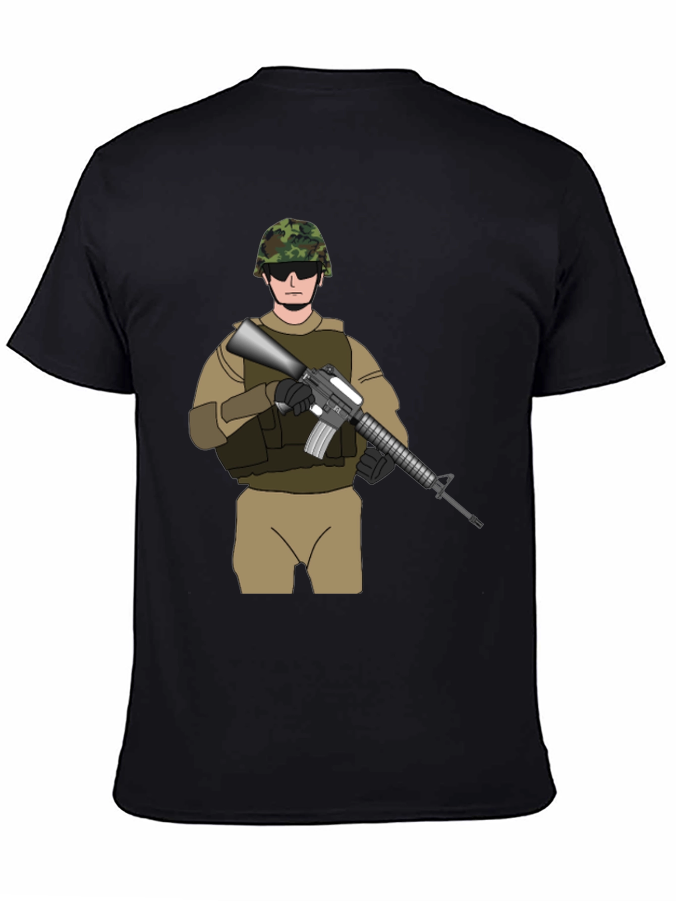 Military Soldier Graphic Tee - Black