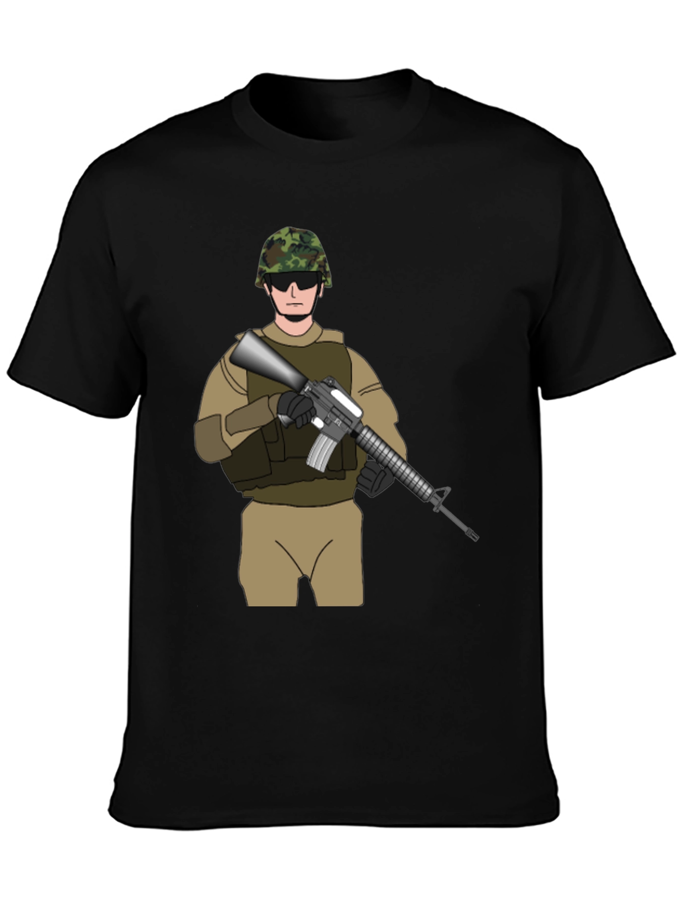 Military Soldier Graphic Tee - Black