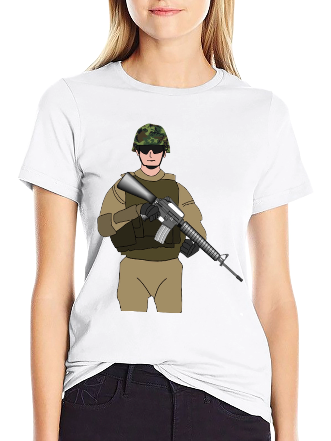 Military Soldier Graphic Tee - Black