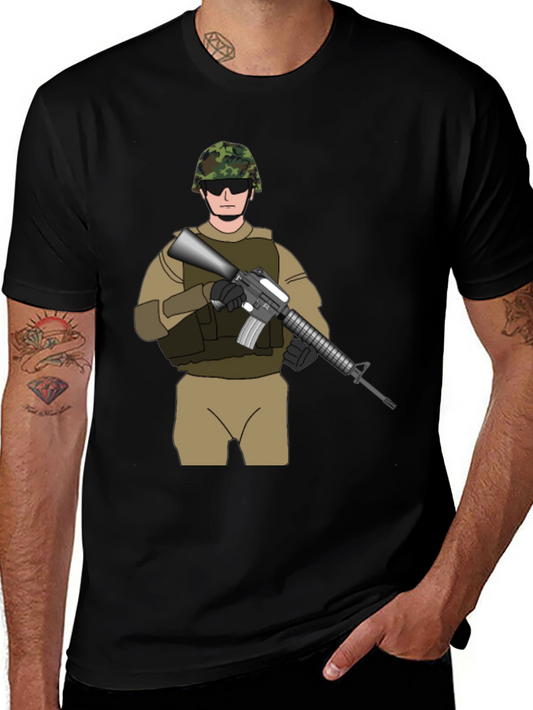 Military Soldier Graphic Tee - Black