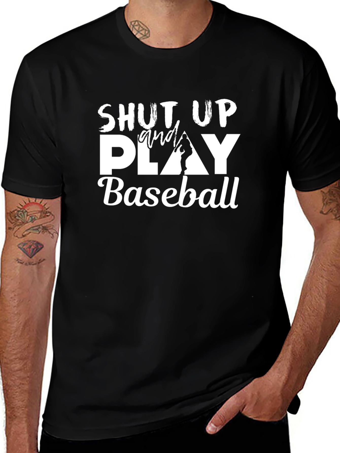 Shut Up and Play Baseball Black T-Shirt