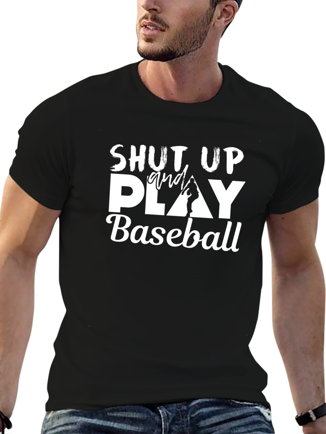 Shut Up and Play Baseball Black T-Shirt