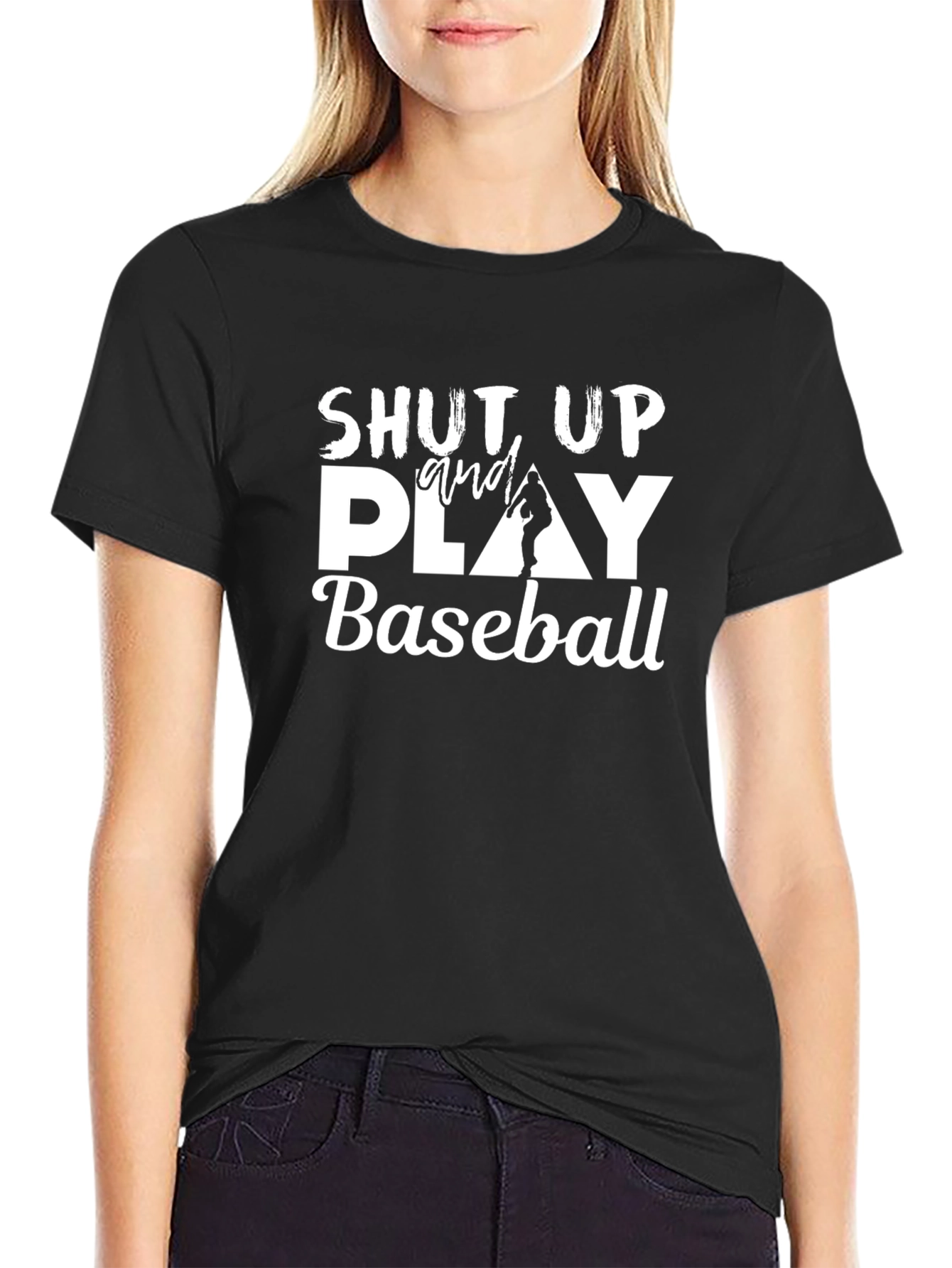 Shut Up and Play Baseball Black T-Shirt