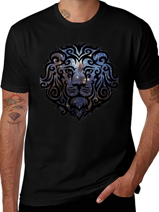 Lion Galaxy T-Shirt - Black Graphic Tee