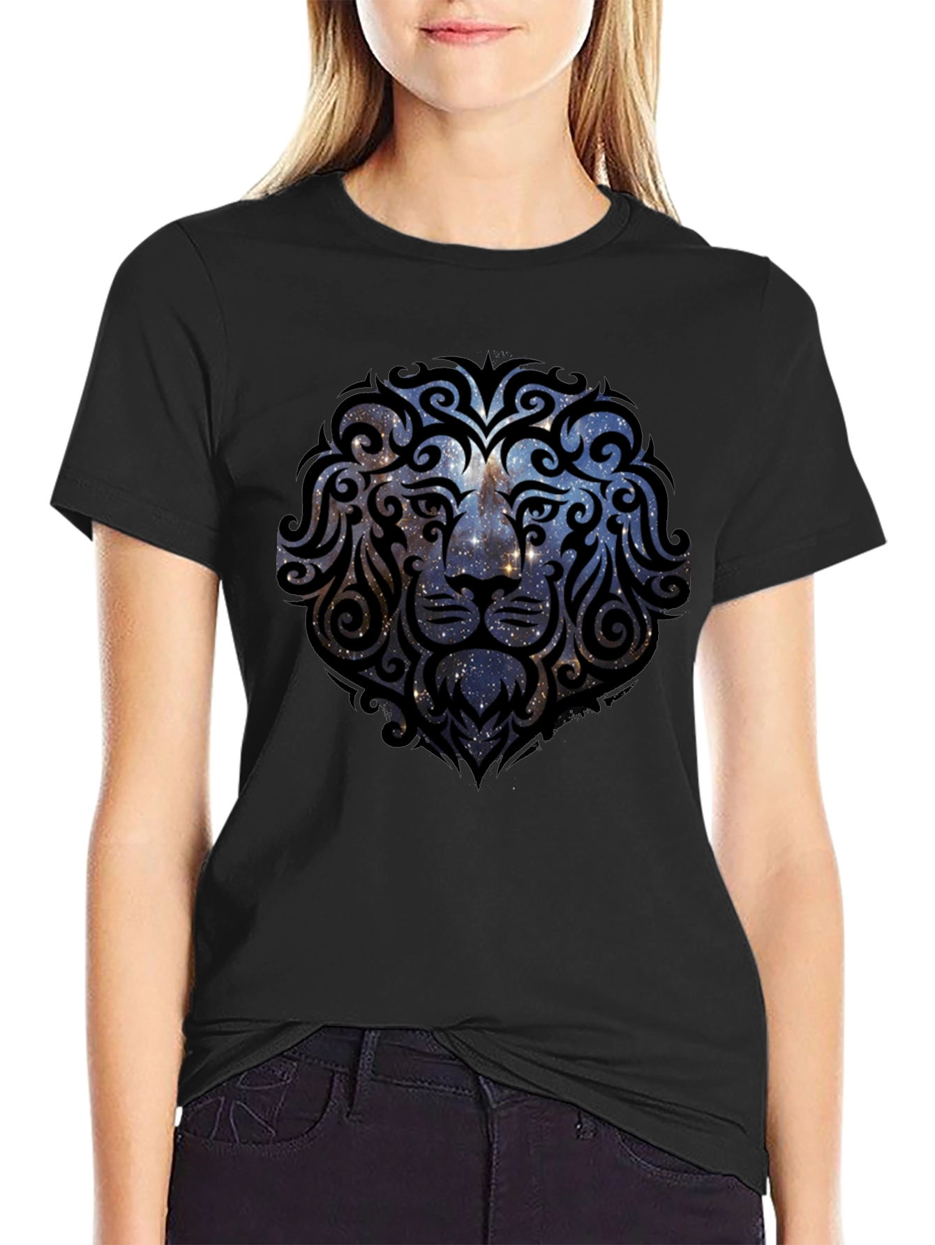 Lion Galaxy T-Shirt - Black Graphic Tee