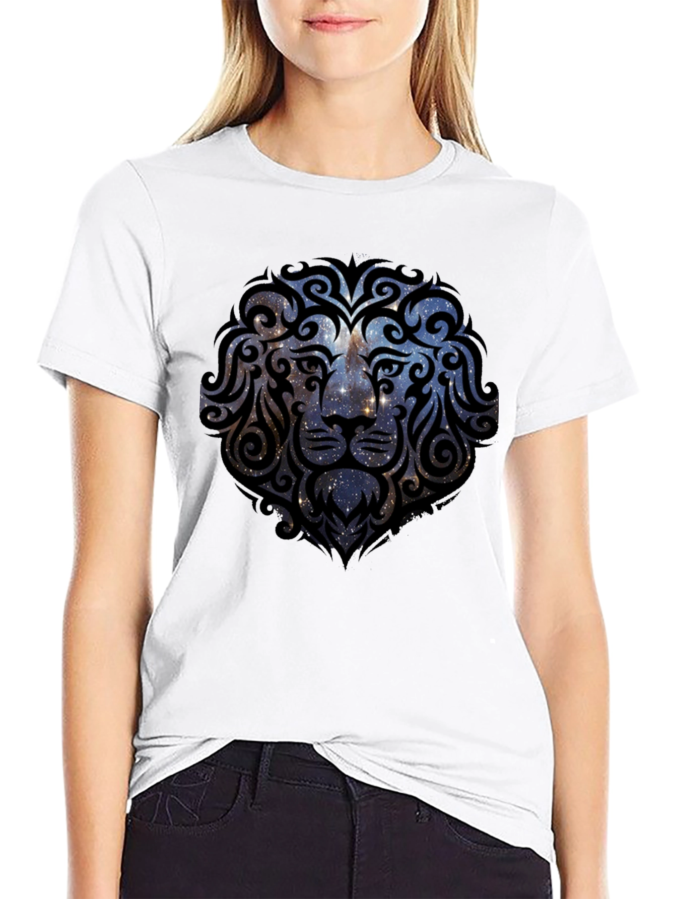 Lion Galaxy T-Shirt - Black Graphic Tee