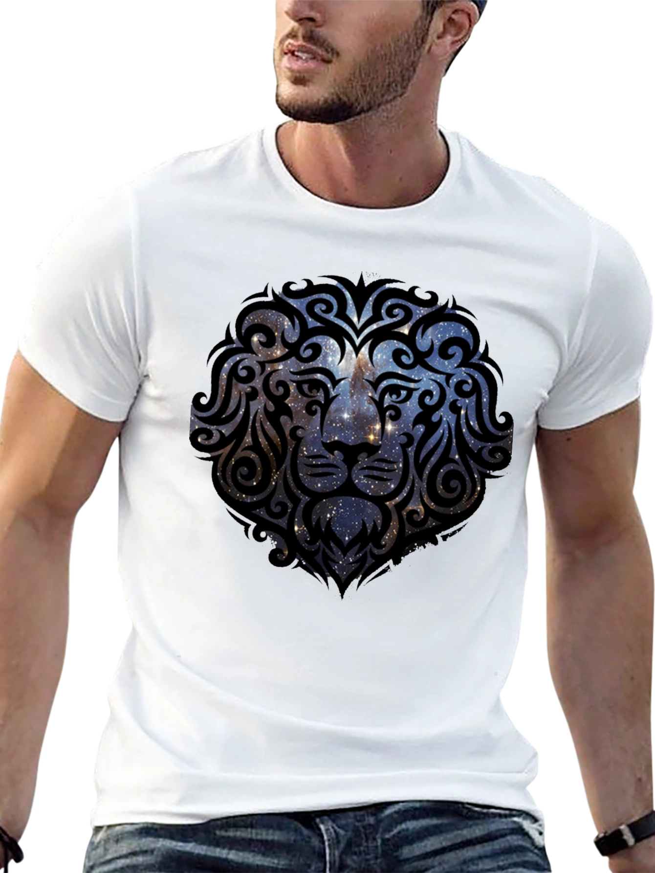 Lion Galaxy T-Shirt - Black Graphic Tee