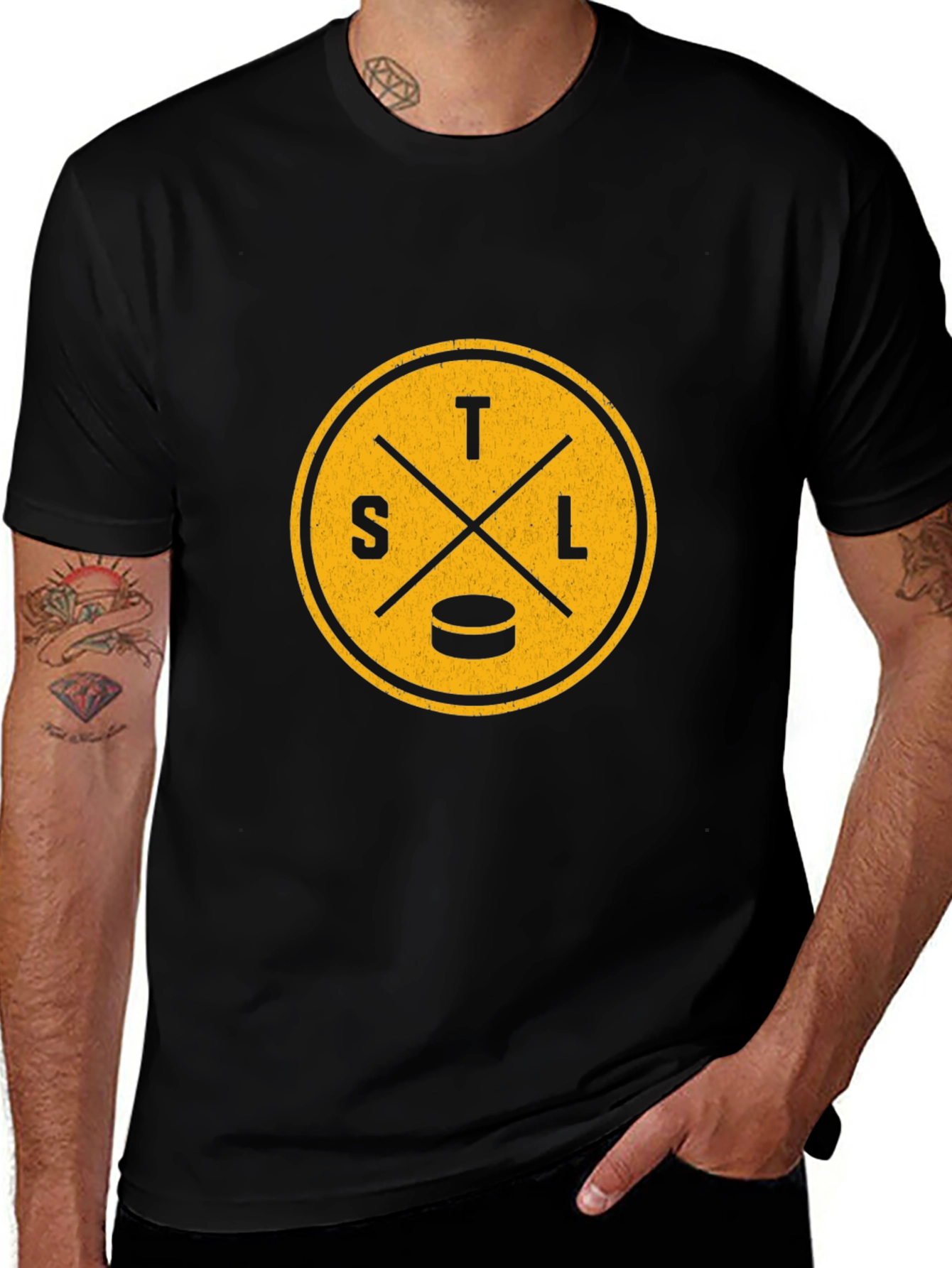 STL Hockey Graphic Tee - Black Cotton Blend