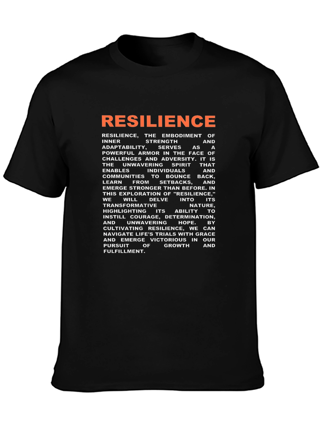 Resilience Graphic Tee - Motivational Black T-Shirt