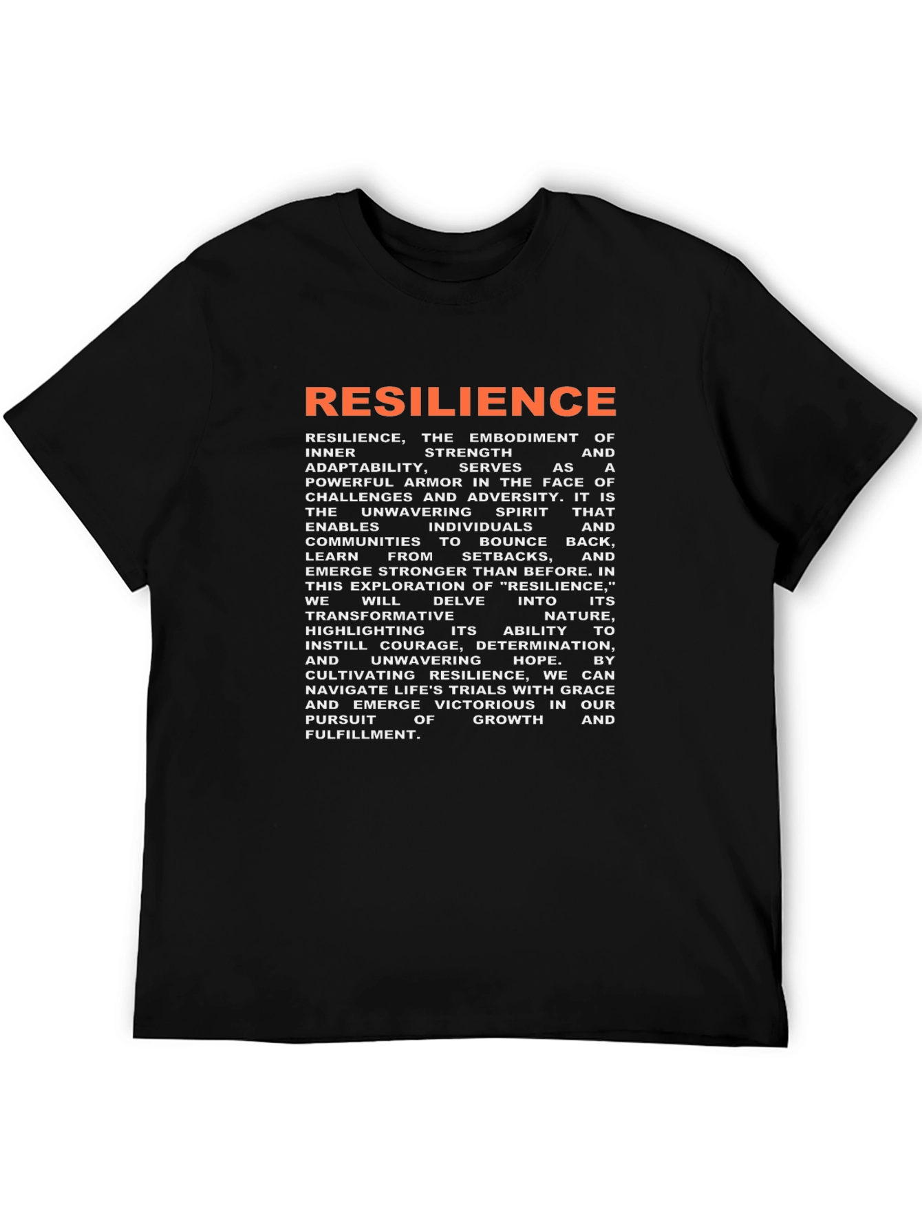 Resilience Graphic Tee - Motivational Black T-Shirt