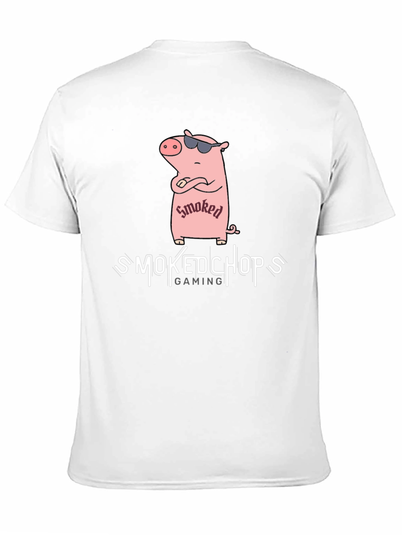 Smoked Chops Gaming Black T-Shirt with Pig Graphic