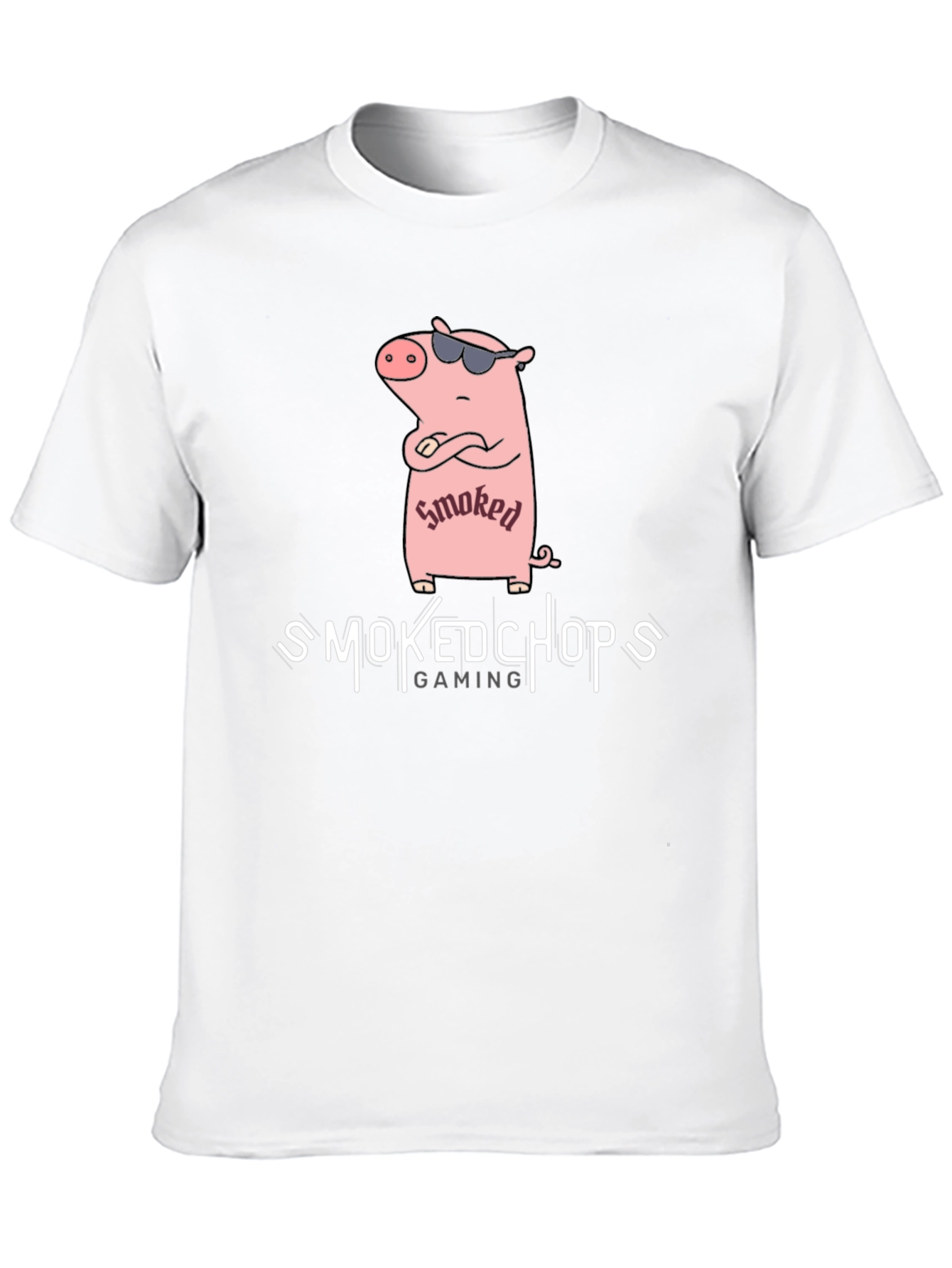 Smoked Chops Gaming Black T-Shirt with Pig Graphic