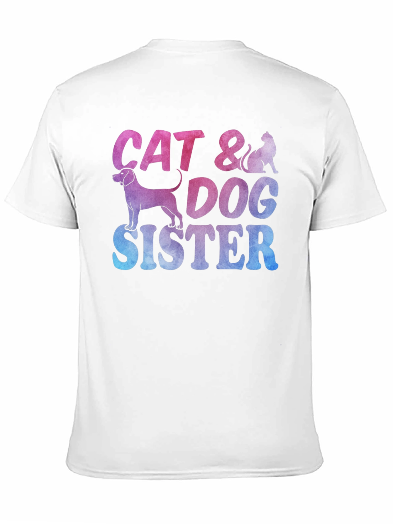 Cat & Dog Sister Novelty Graphic T-Shirt