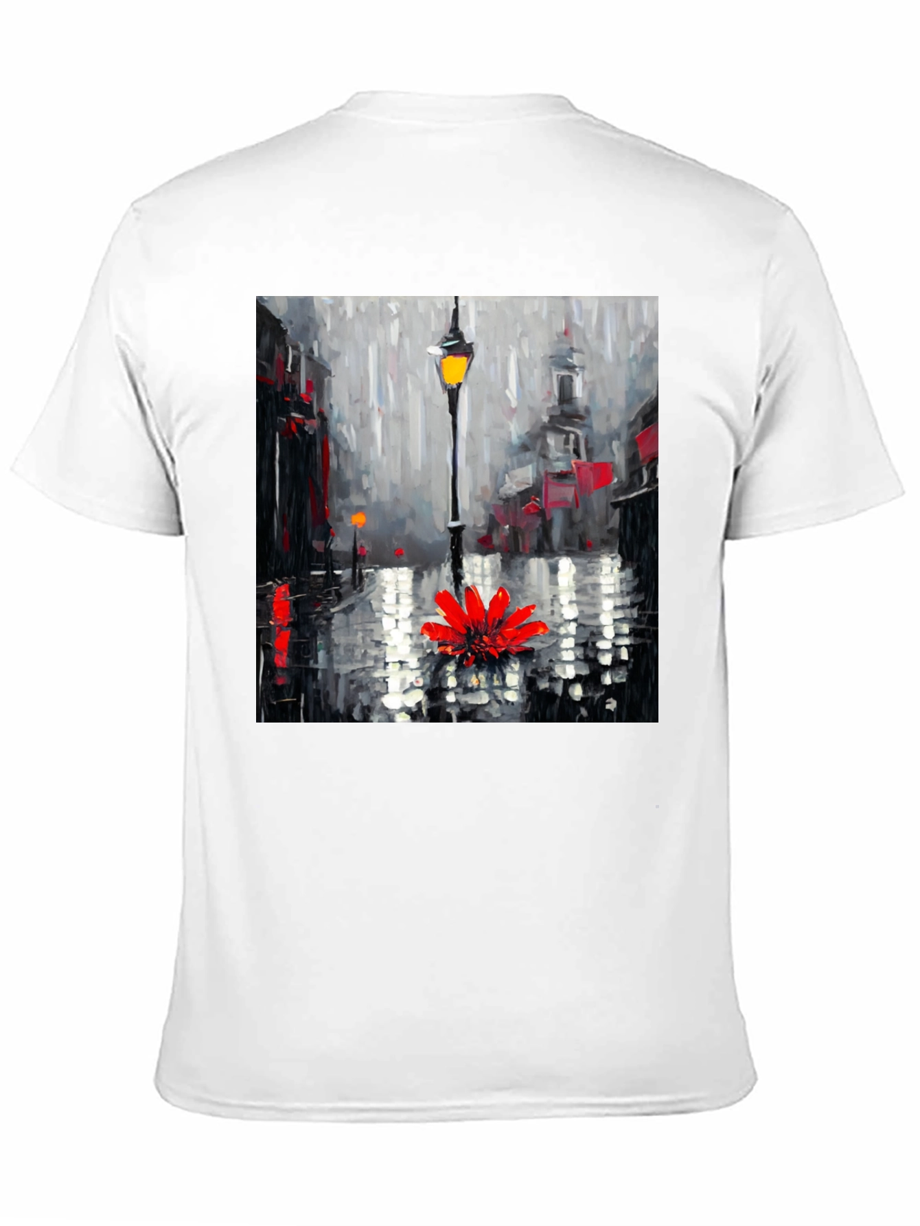 Rainy Day Flower Graphic Tee - Black Casual Shirt