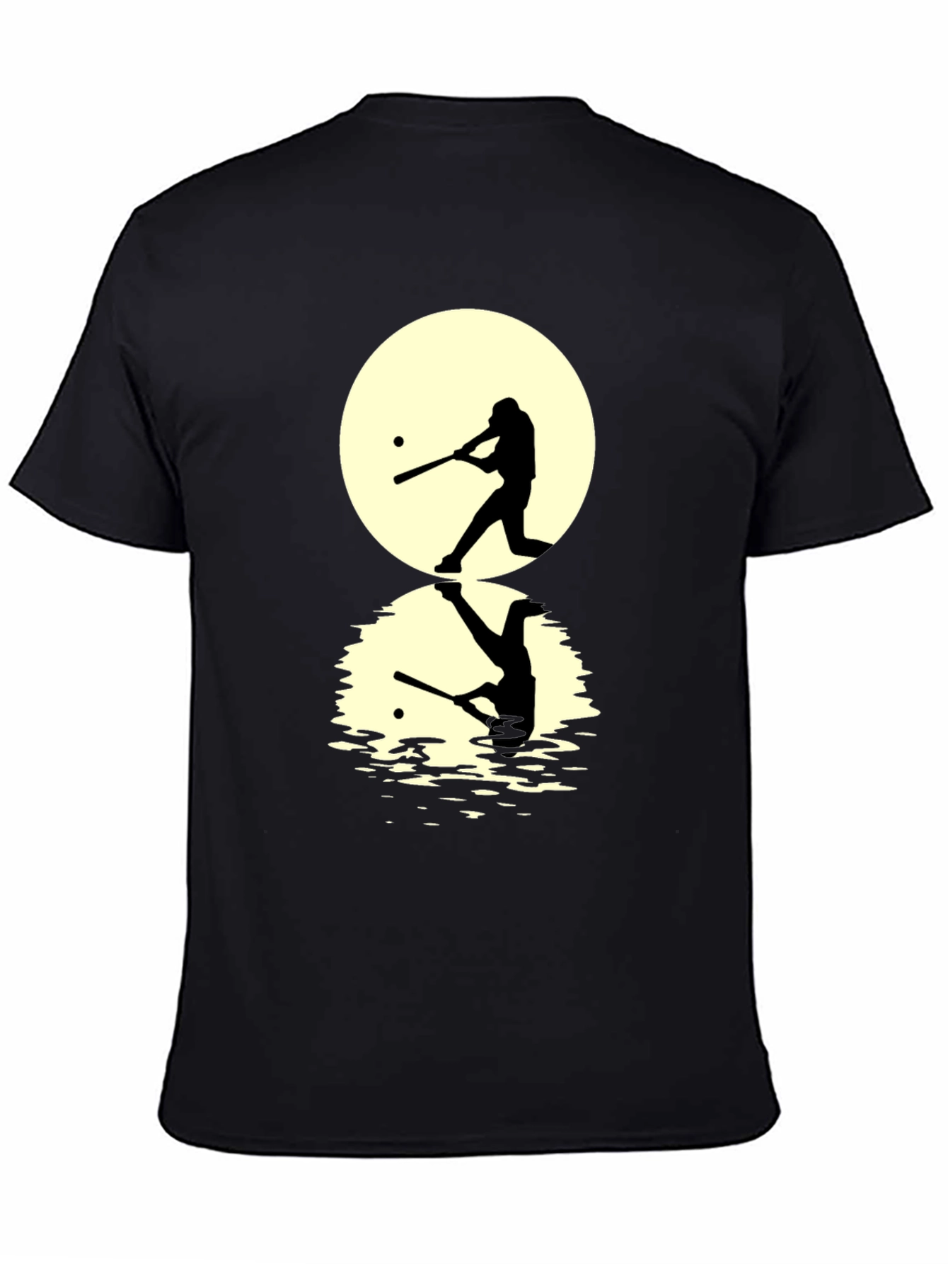 Baseball Silhouette T-Shirt - Moon Reflection Design