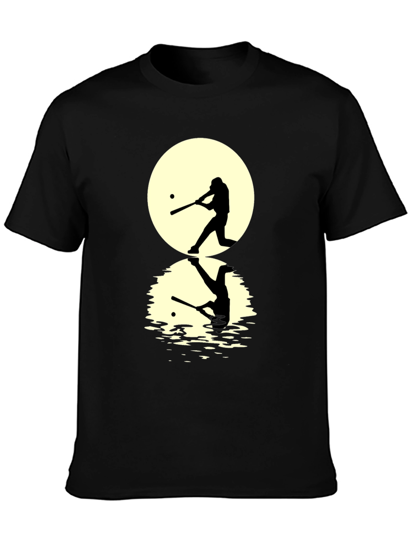 Baseball Silhouette T-Shirt - Moon Reflection Design