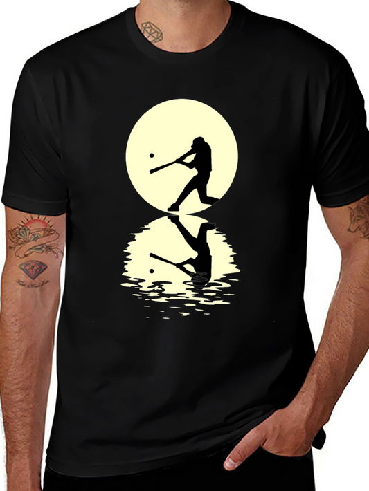 Baseball Silhouette T-Shirt - Moon Reflection Design