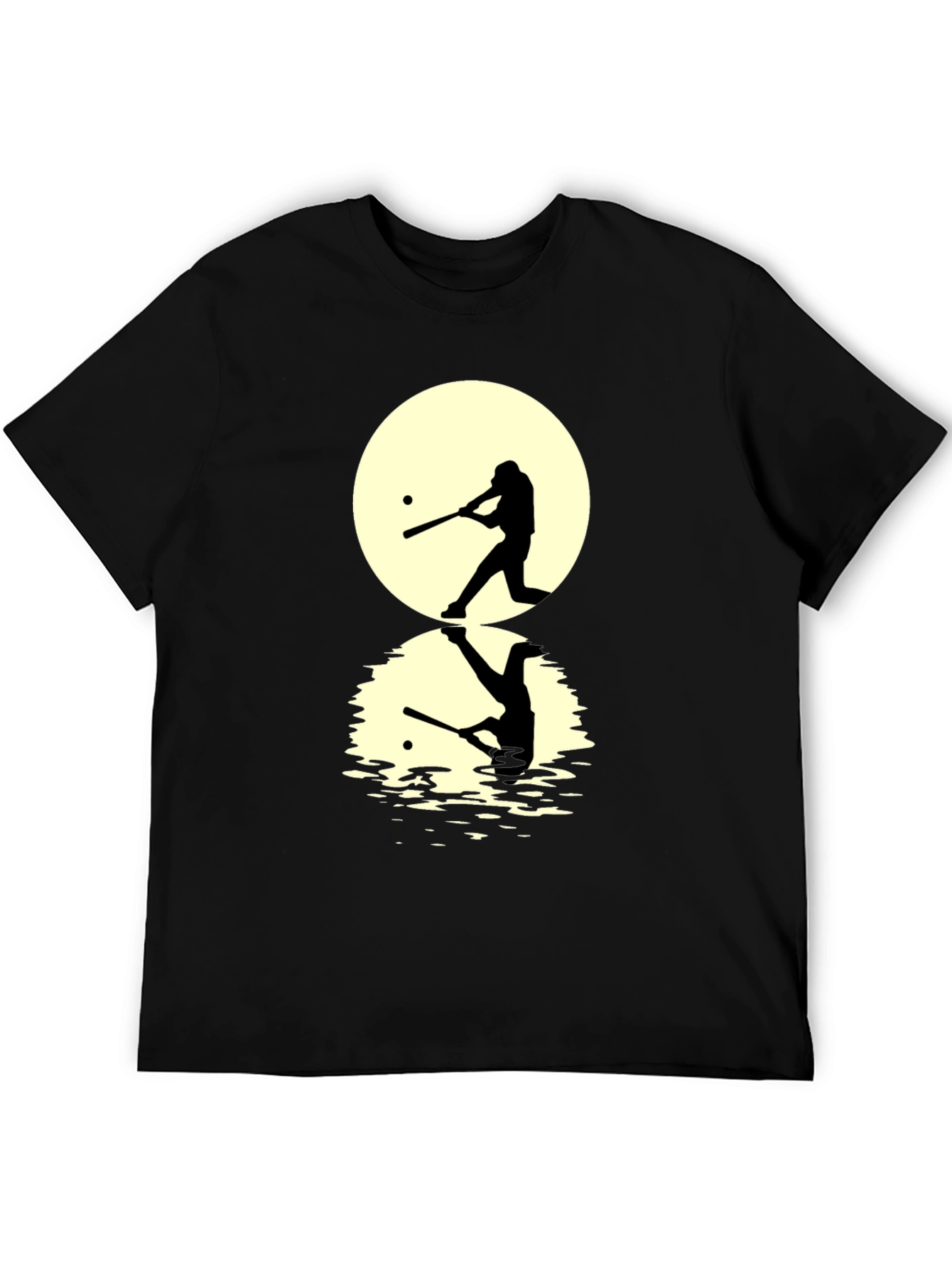 Baseball Silhouette T-Shirt - Moon Reflection Design
