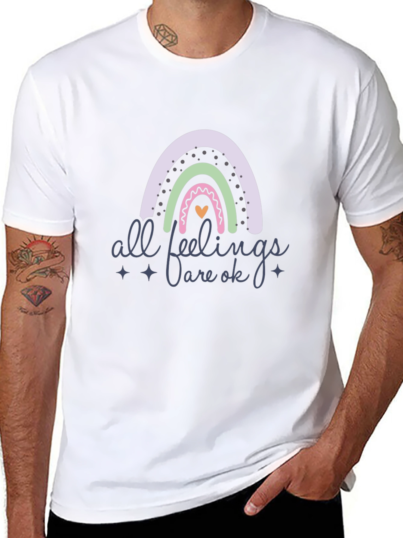 All Feelings Are Ok Rainbow Graphic Tee