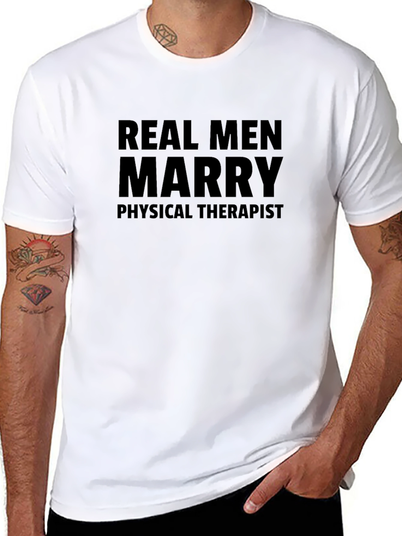 Real Men Marry Physical Therapist Black T-Shirt