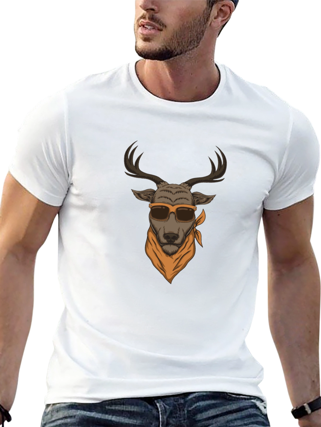 Cool Deer Graphic Tee - Black T-Shirt