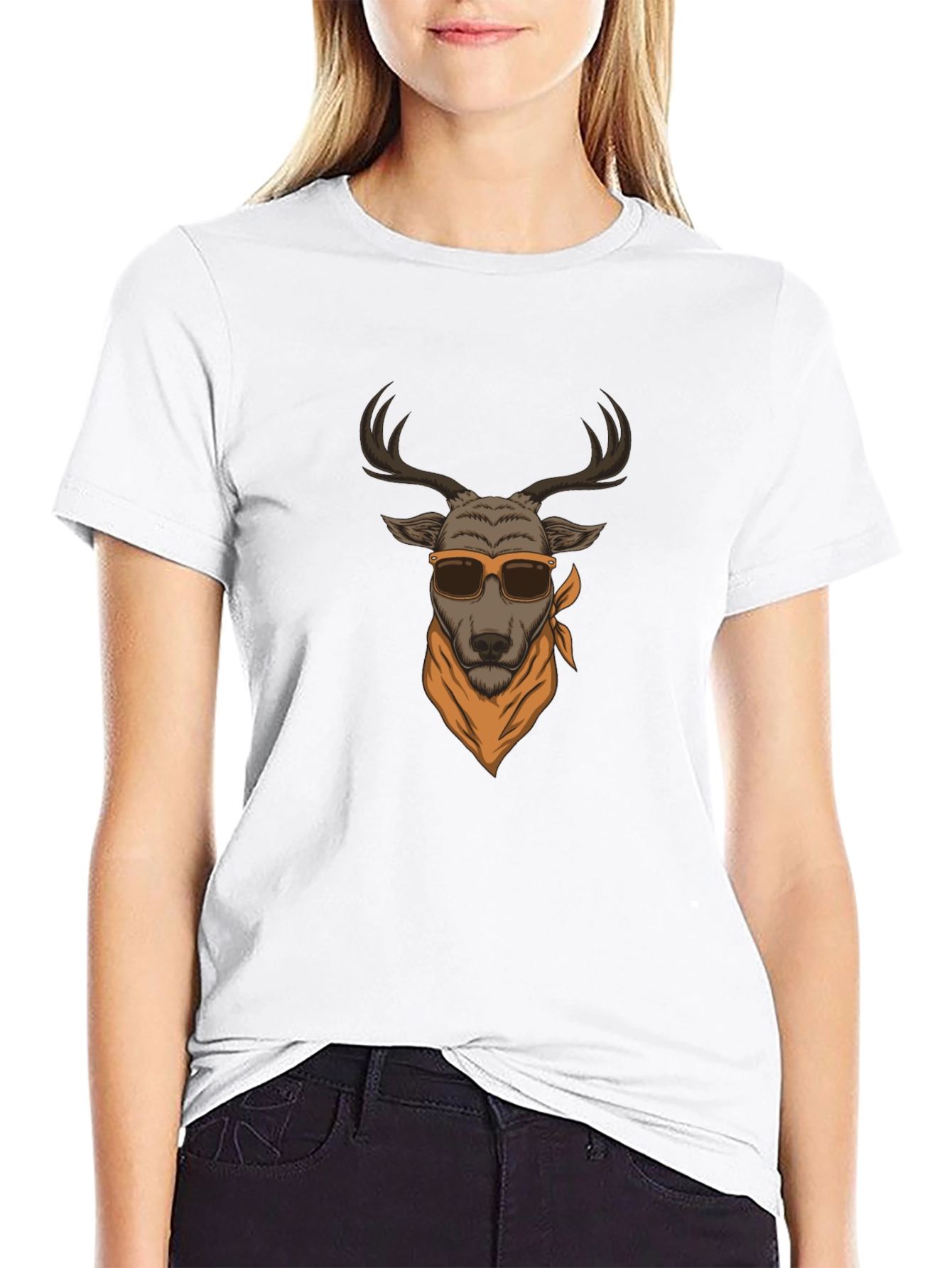 Cool Deer Graphic Tee - Black T-Shirt