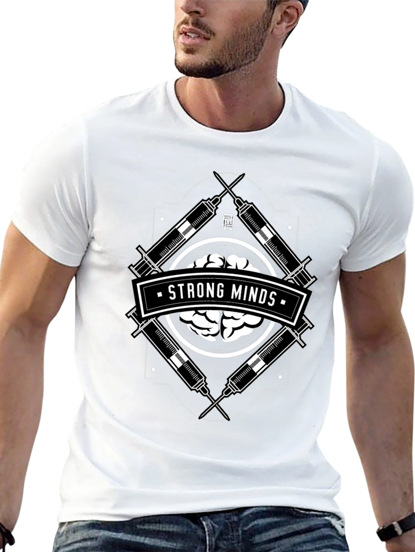 Strong Minds Graphic T-Shirt - Brain & Syringe Design