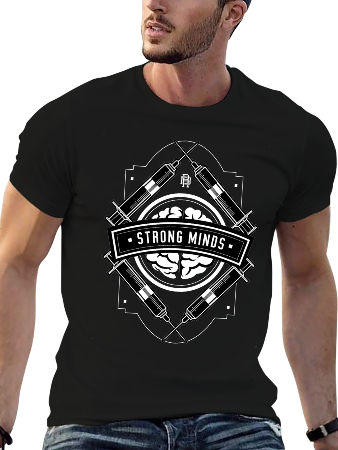 Strong Minds Graphic T-Shirt - Brain & Syringe Design