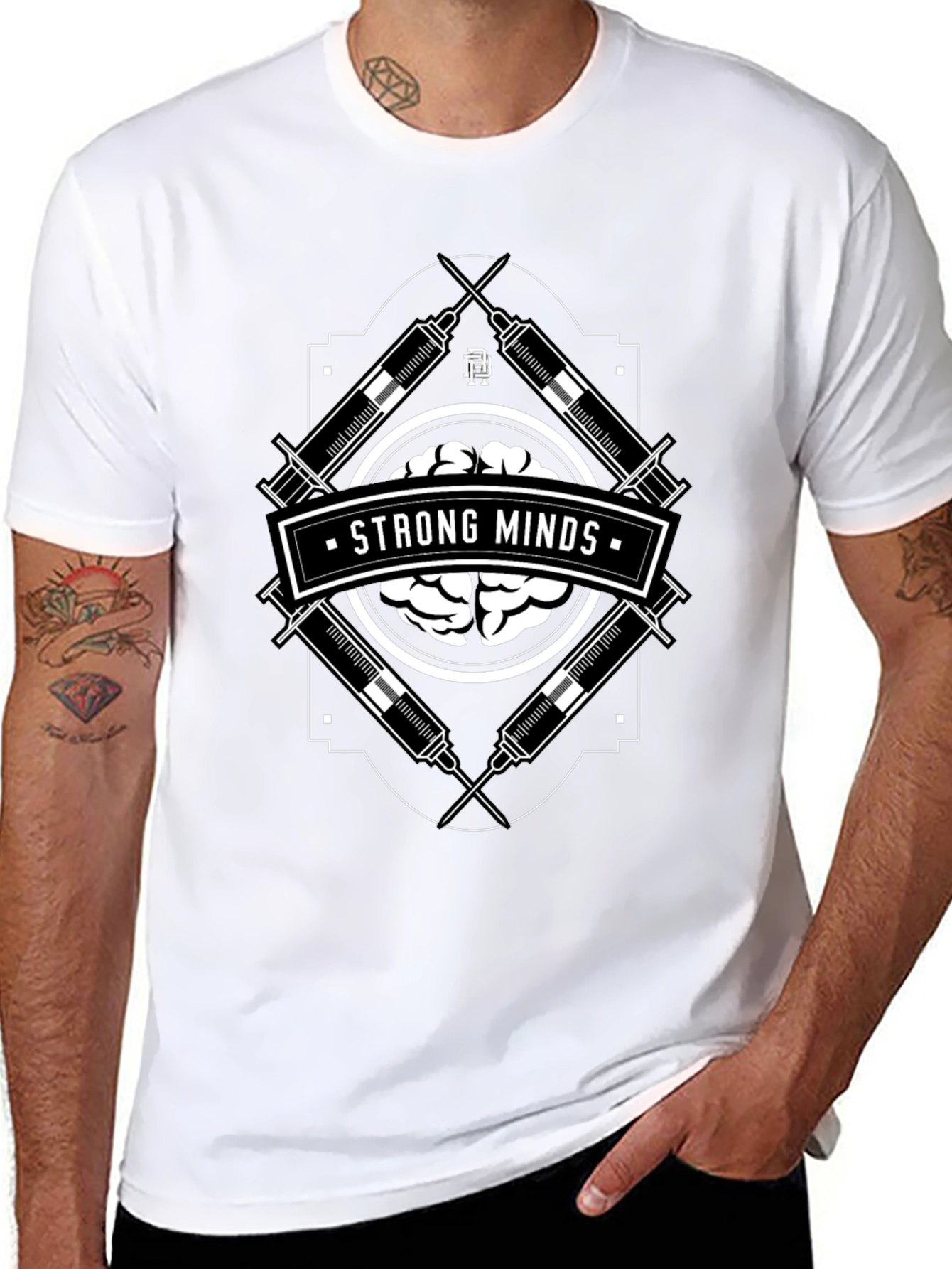 Strong Minds Graphic T-Shirt - Brain & Syringe Design