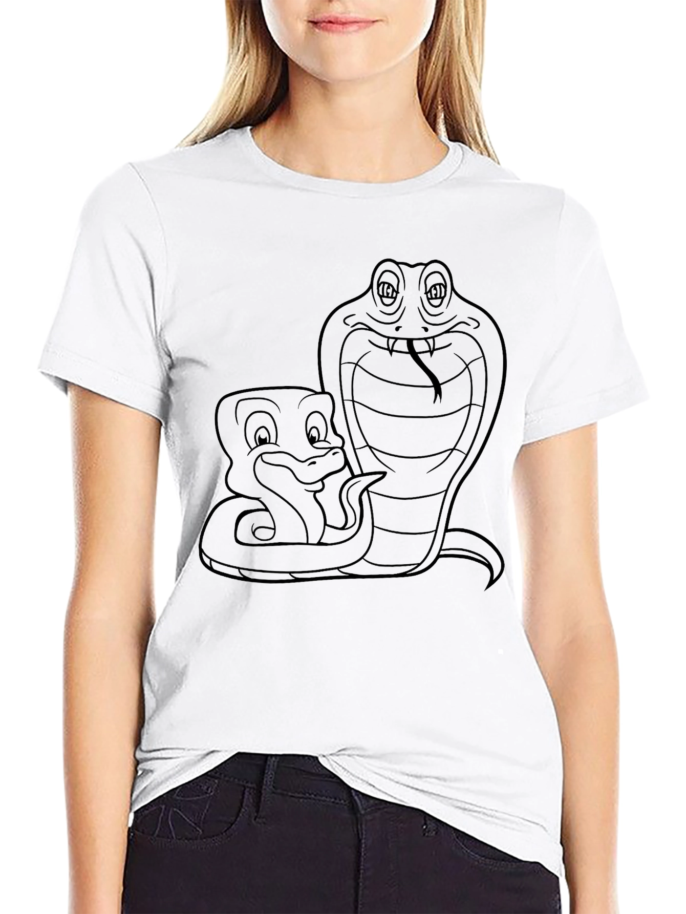 Cartoon Snake Graphic Tee - Cool Design
