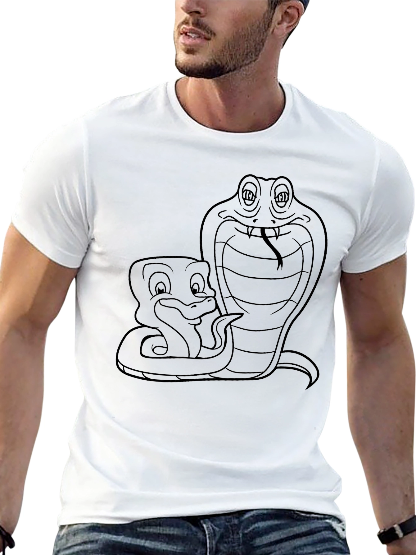 Cartoon Snake Graphic Tee - Cool Design