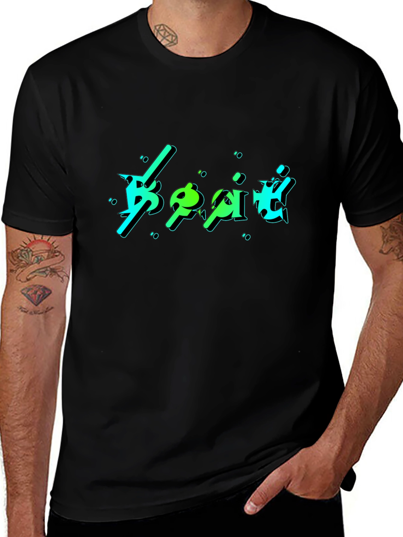 Bold Graphic Print Black T-Shirt