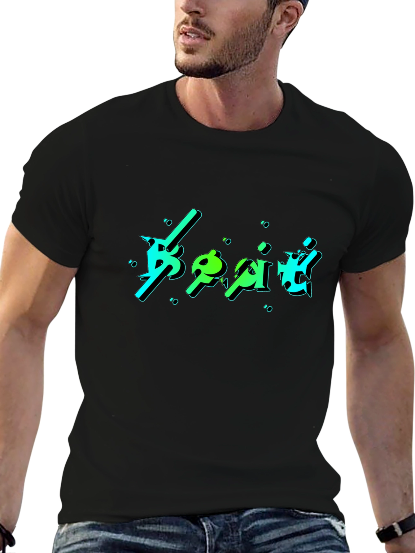 Bold Graphic Print Black T-Shirt