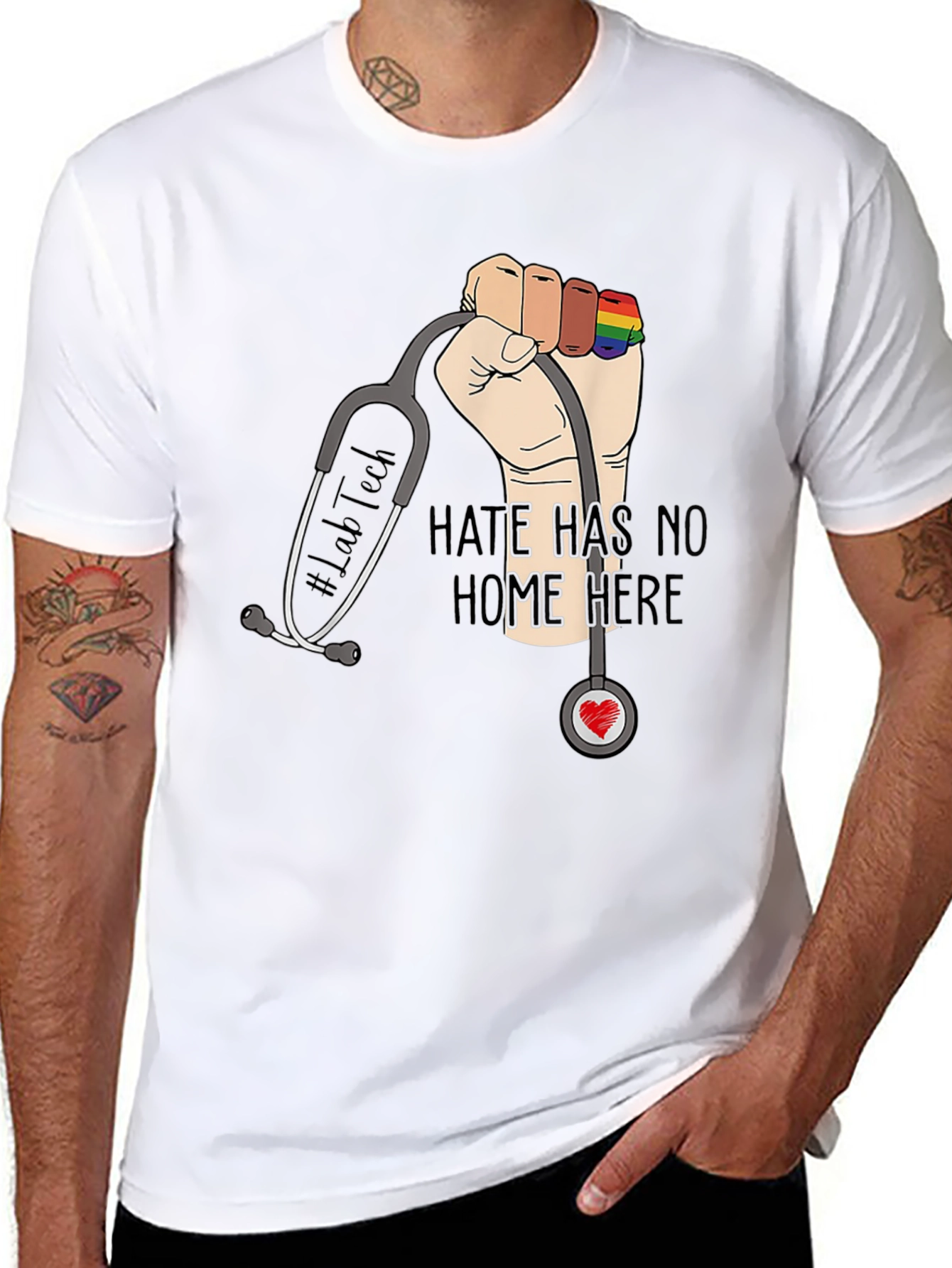 Lab Tech Pride T-Shirt: Hate Has No Home Here