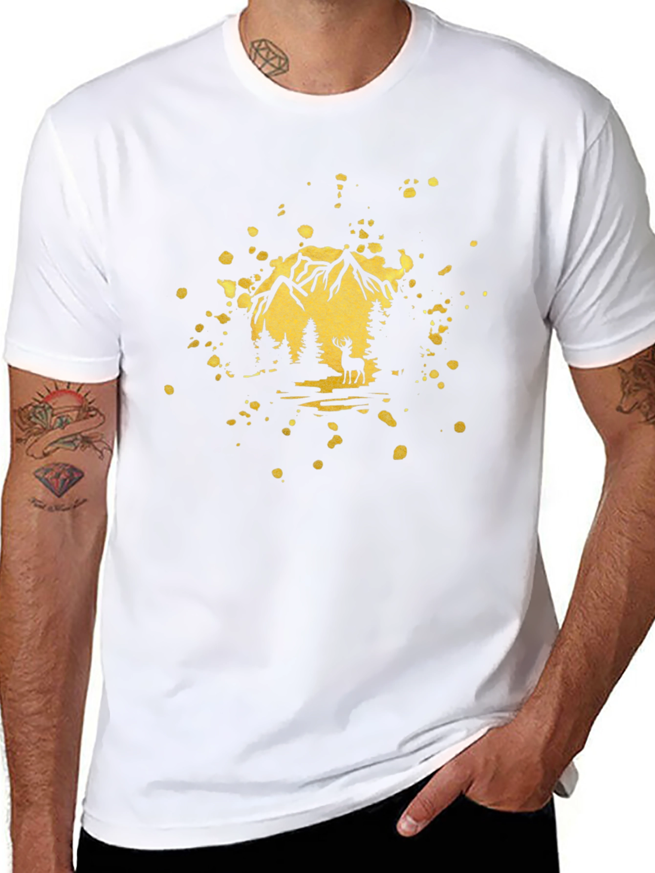 Mountain Deer Graphic Tee - Black