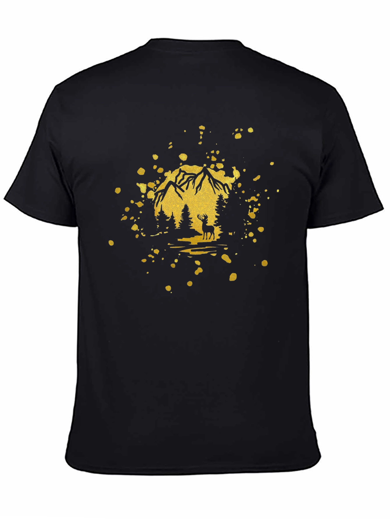 Mountain Deer Graphic Tee - Black