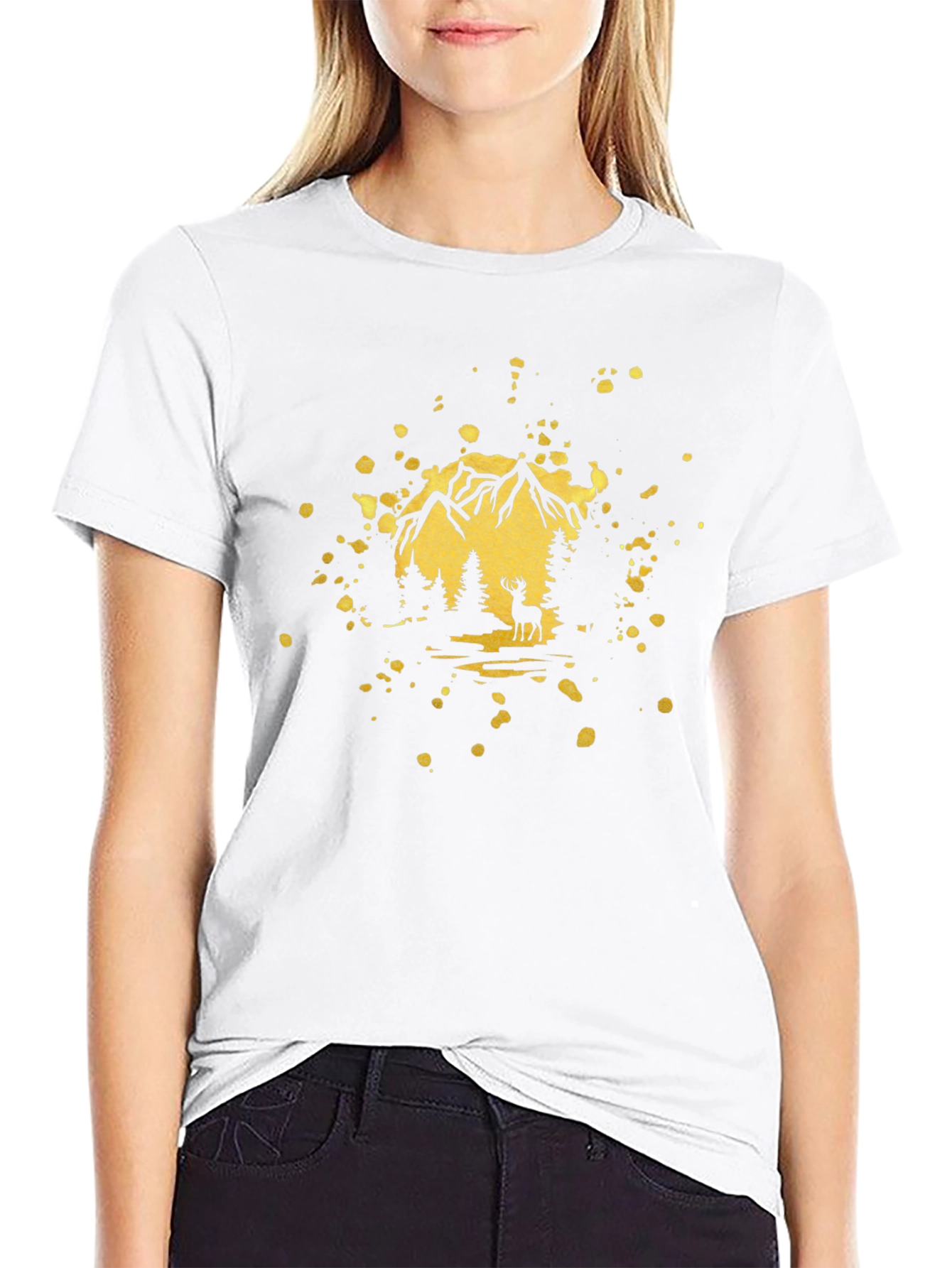Mountain Deer Graphic Tee - Black