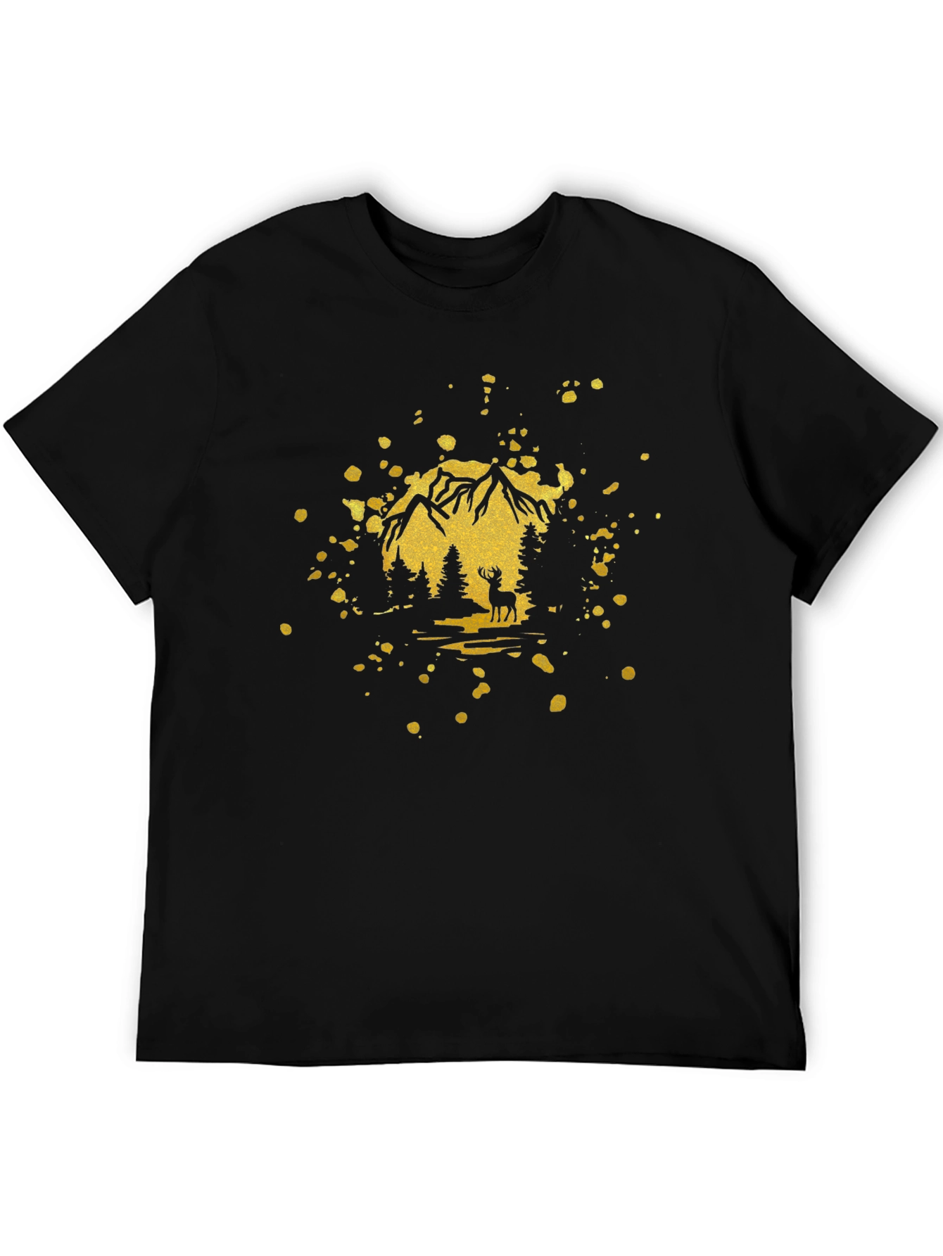 Mountain Deer Graphic Tee - Black