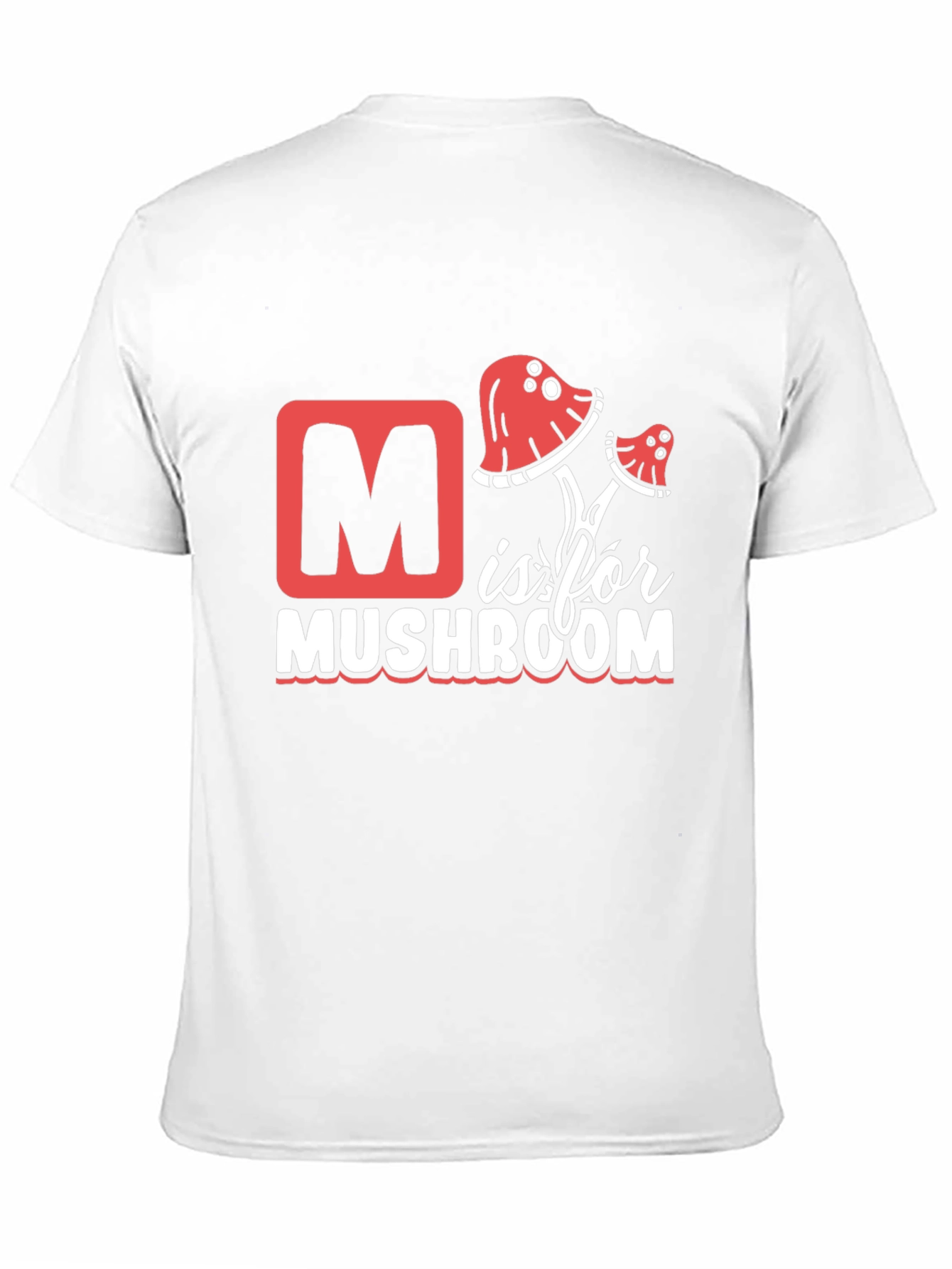 M is for Mushroom Black T-Shirt