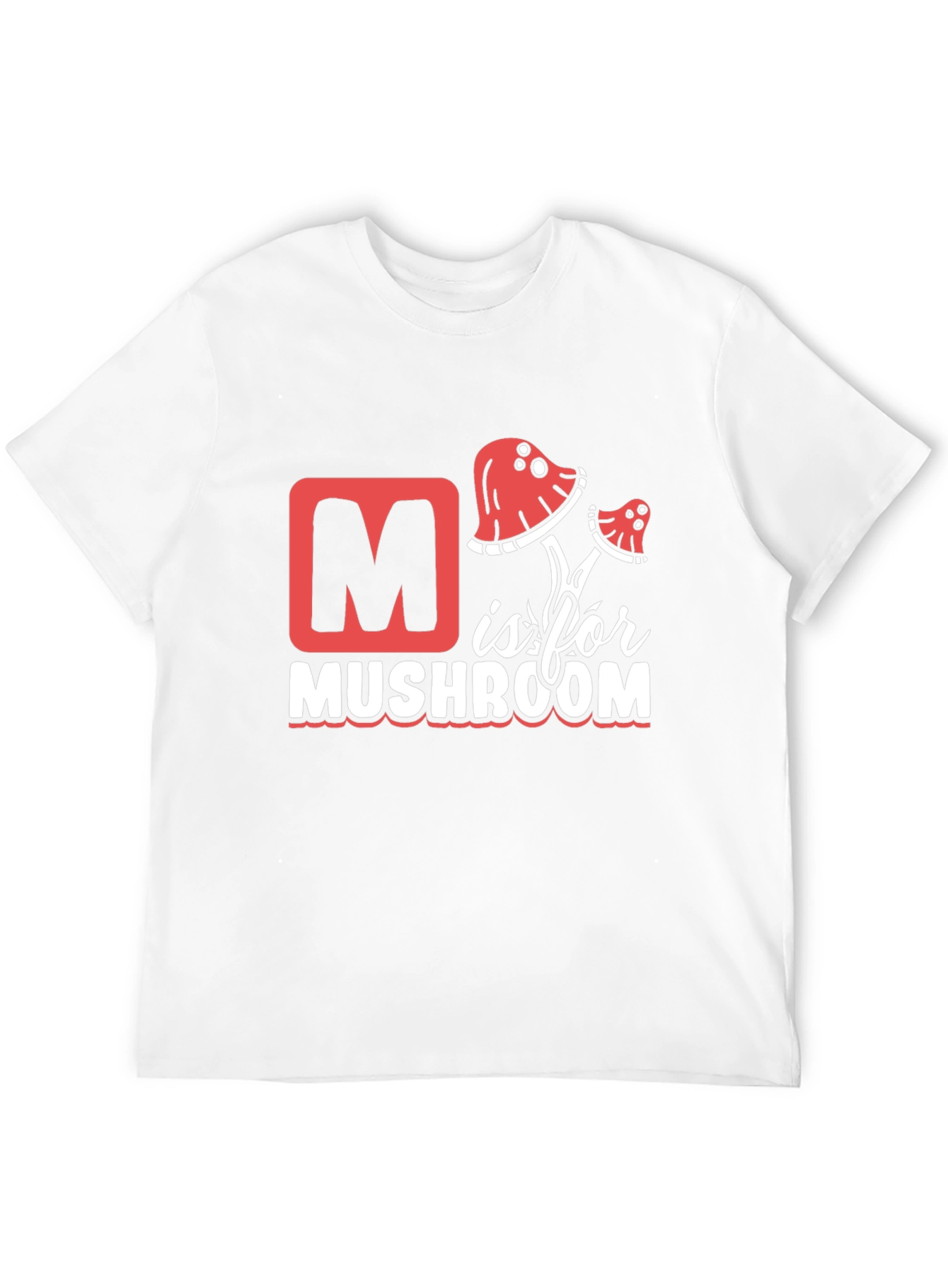 M is for Mushroom Black T-Shirt
