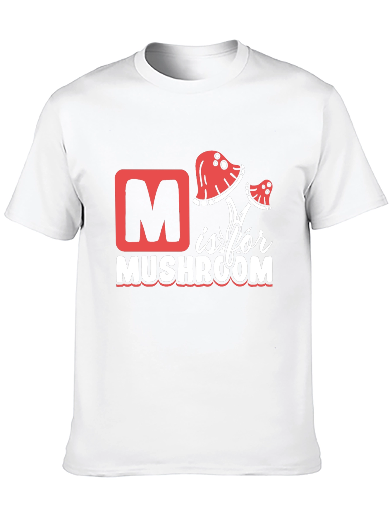 M is for Mushroom Black T-Shirt