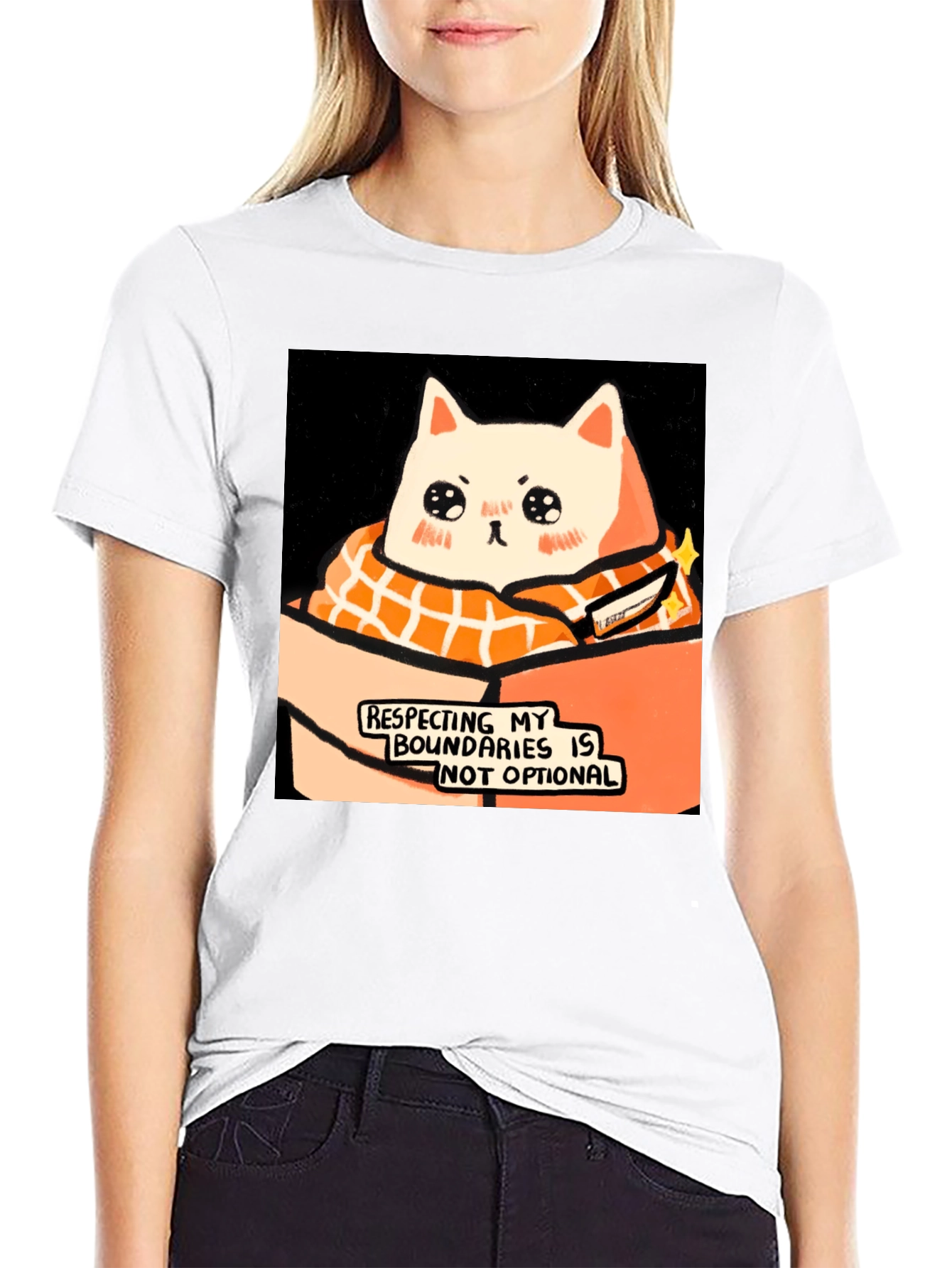 Respect Boundaries Cat T-Shirt