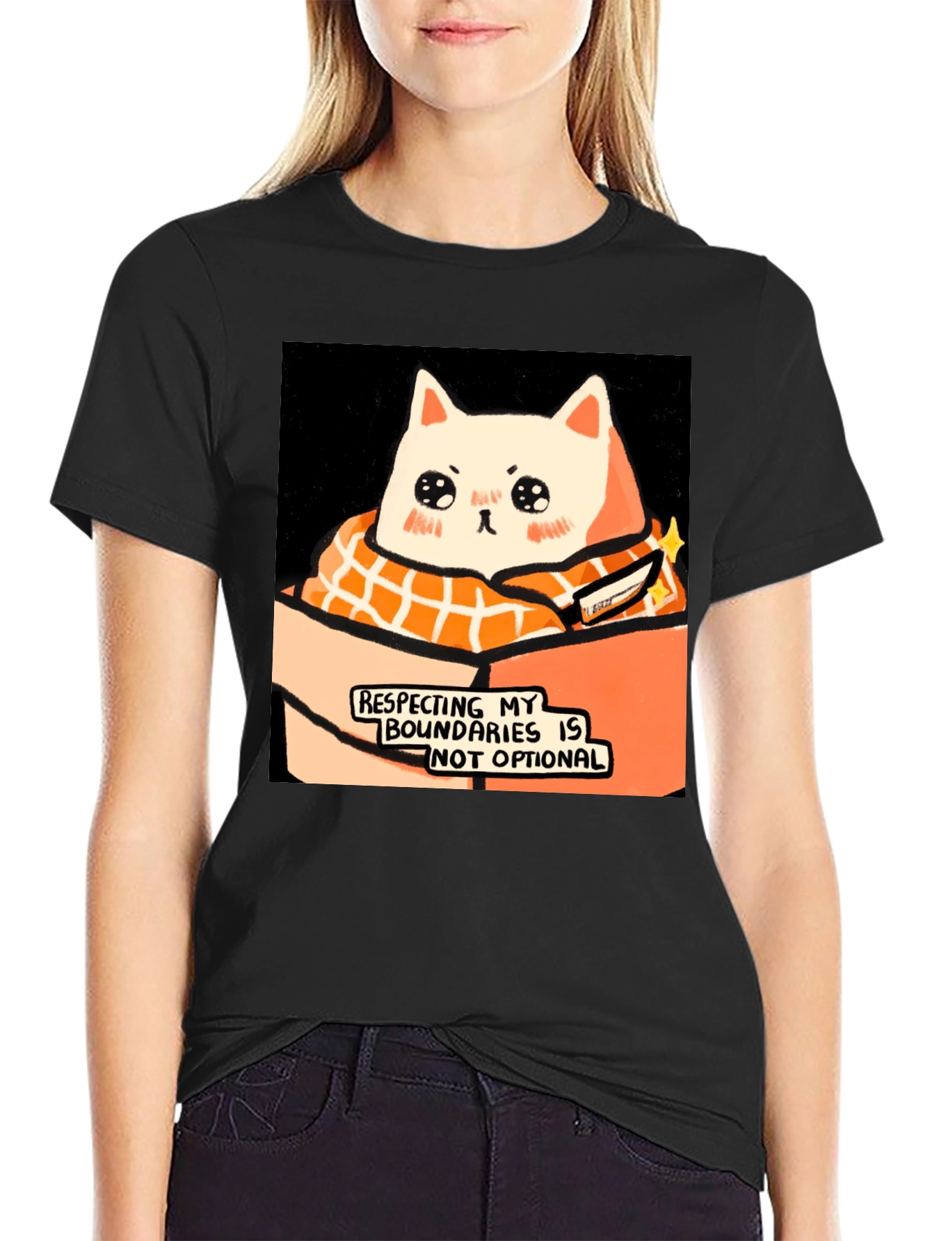 Respect Boundaries Cat T-Shirt