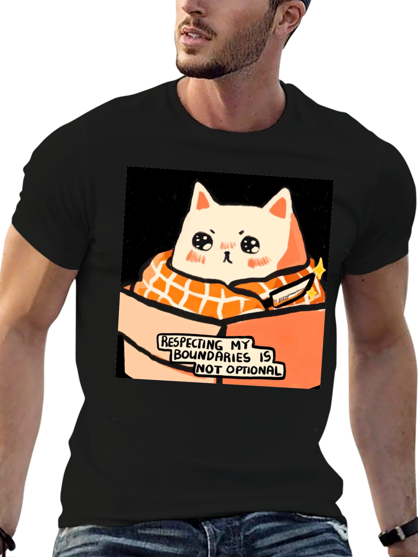 Respect Boundaries Cat T-Shirt