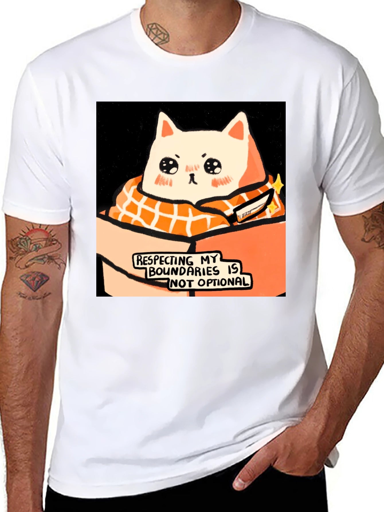 Respect Boundaries Cat T-Shirt