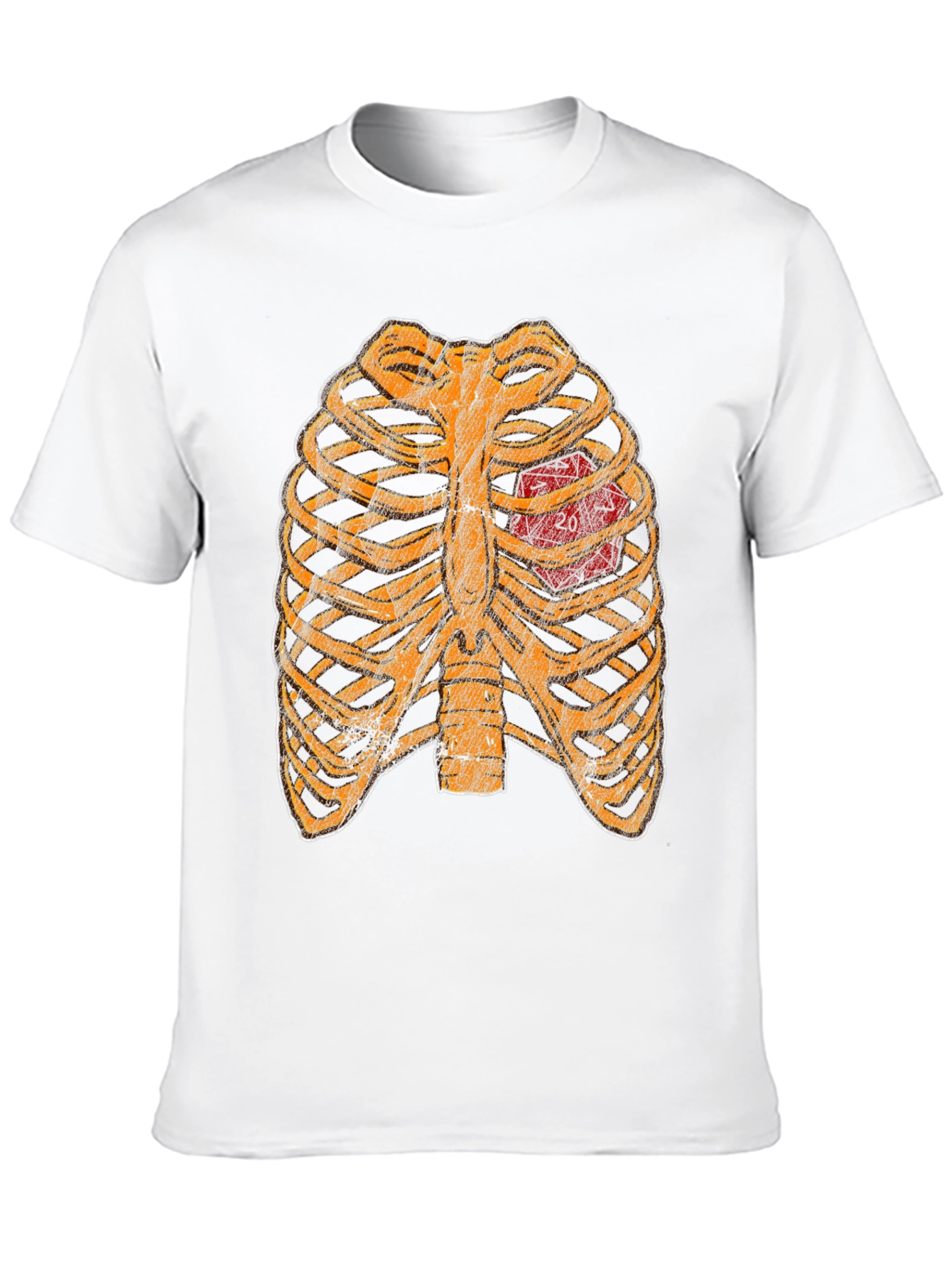 D20 Heartbeat T-Shirt - Gamer Ribcage Graphic Tee